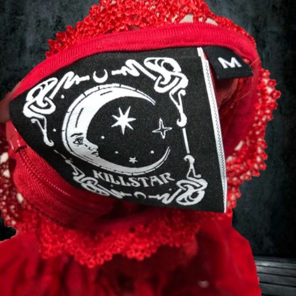 KILLSTAR BLOOD VOW LACE DRESS SCARLET Red WOMENS M - Picture 4 of 7